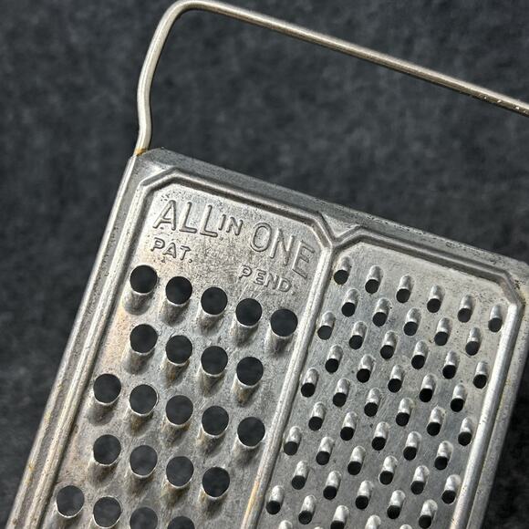 Vintage All In One Pat Pend Metal Grater Shredder Rustic Kitchen Tool 10" USA - Picture 3 of 5
